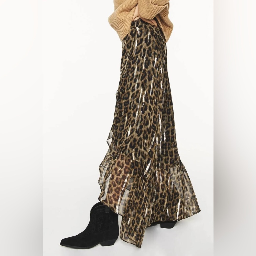 BA&SH Jalvy leopard-print fil coupé silk-blend midi wrap skirt - Picture 13 of 15